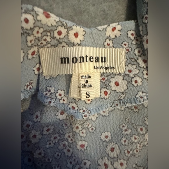 Monteau blue floral short sleeveless dress size S - Picture 4 of 7